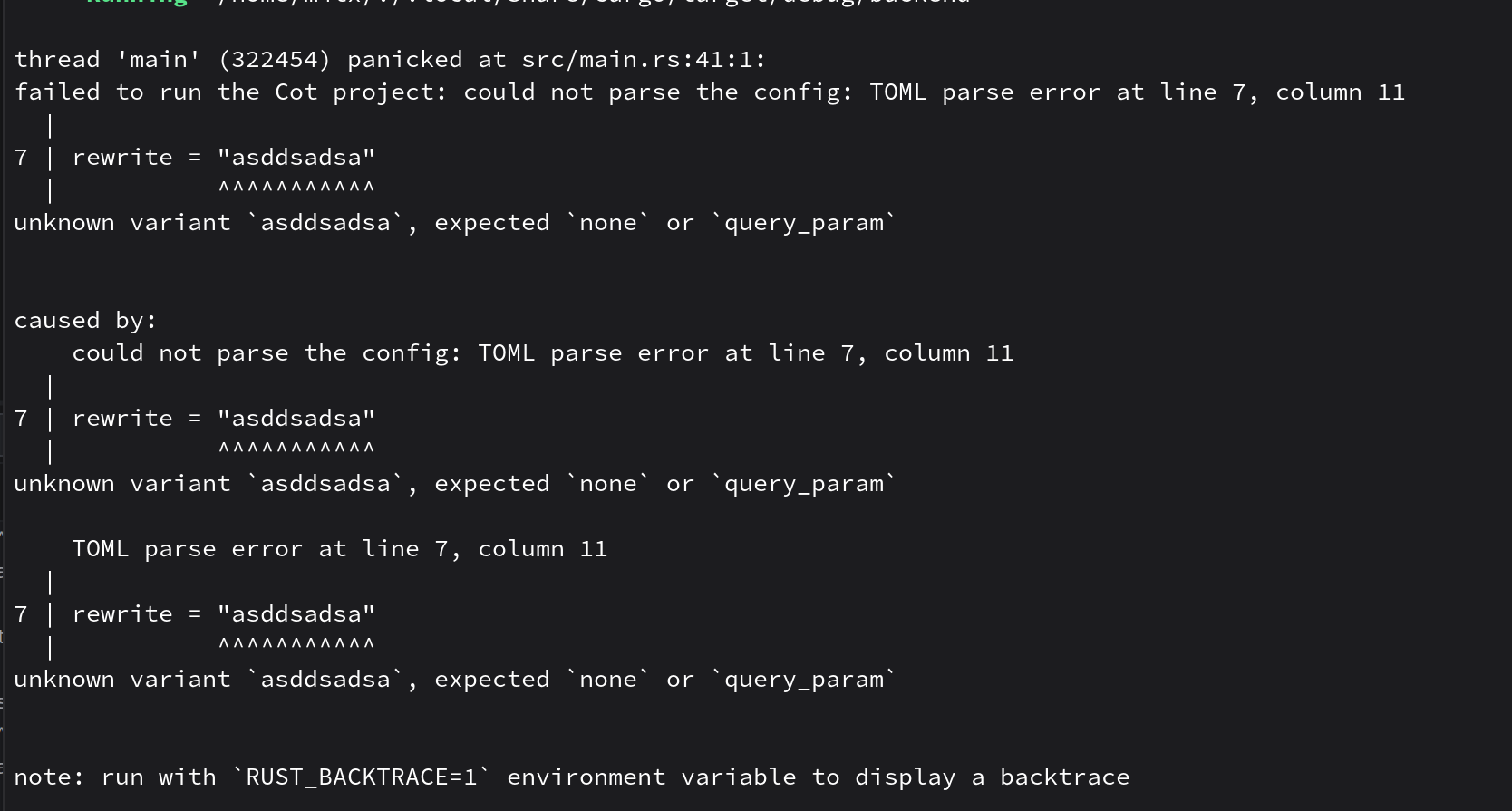 Screenshot placeholder: improved cot error output in a terminal